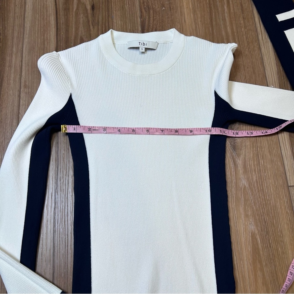 Tibi white color block pullover ribbed knit top size small minimalist capsule - Picture 7 of 8
